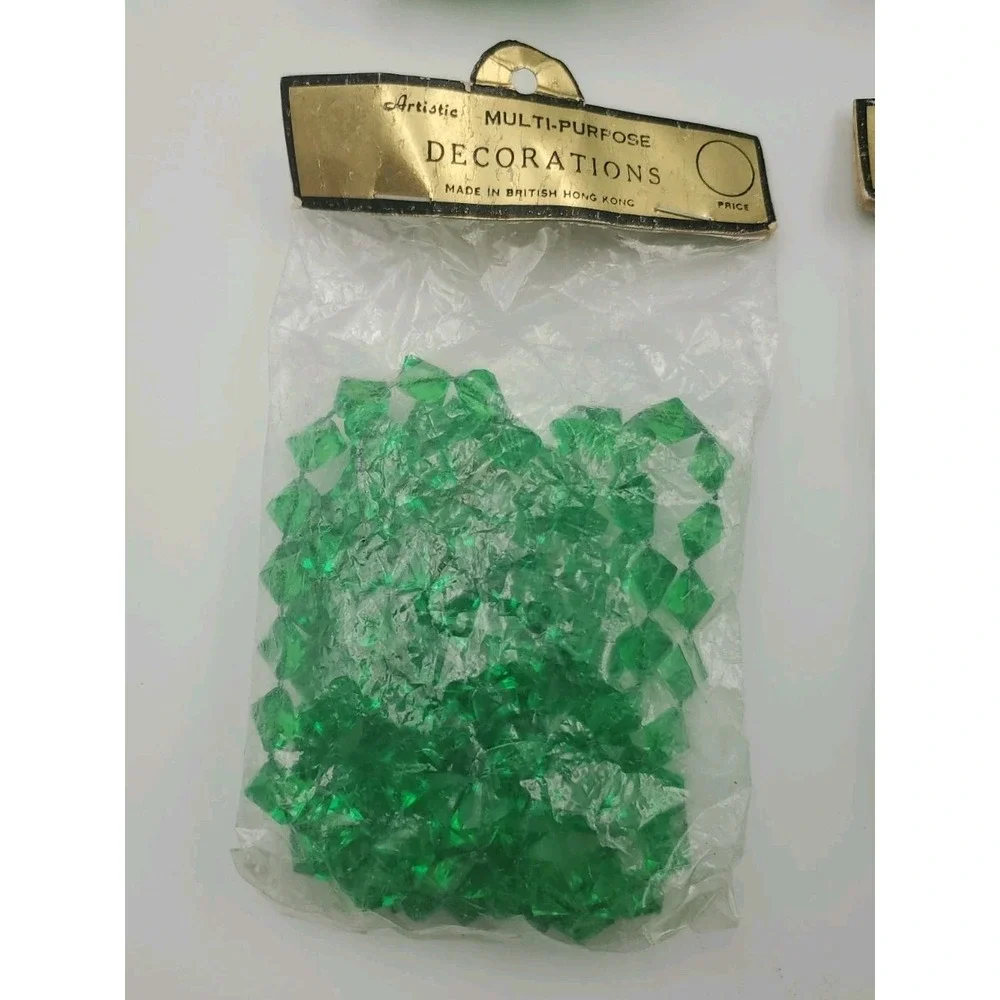 4‎ Strands of Vintage Plastic Green Beaded Garland 28' Total Length